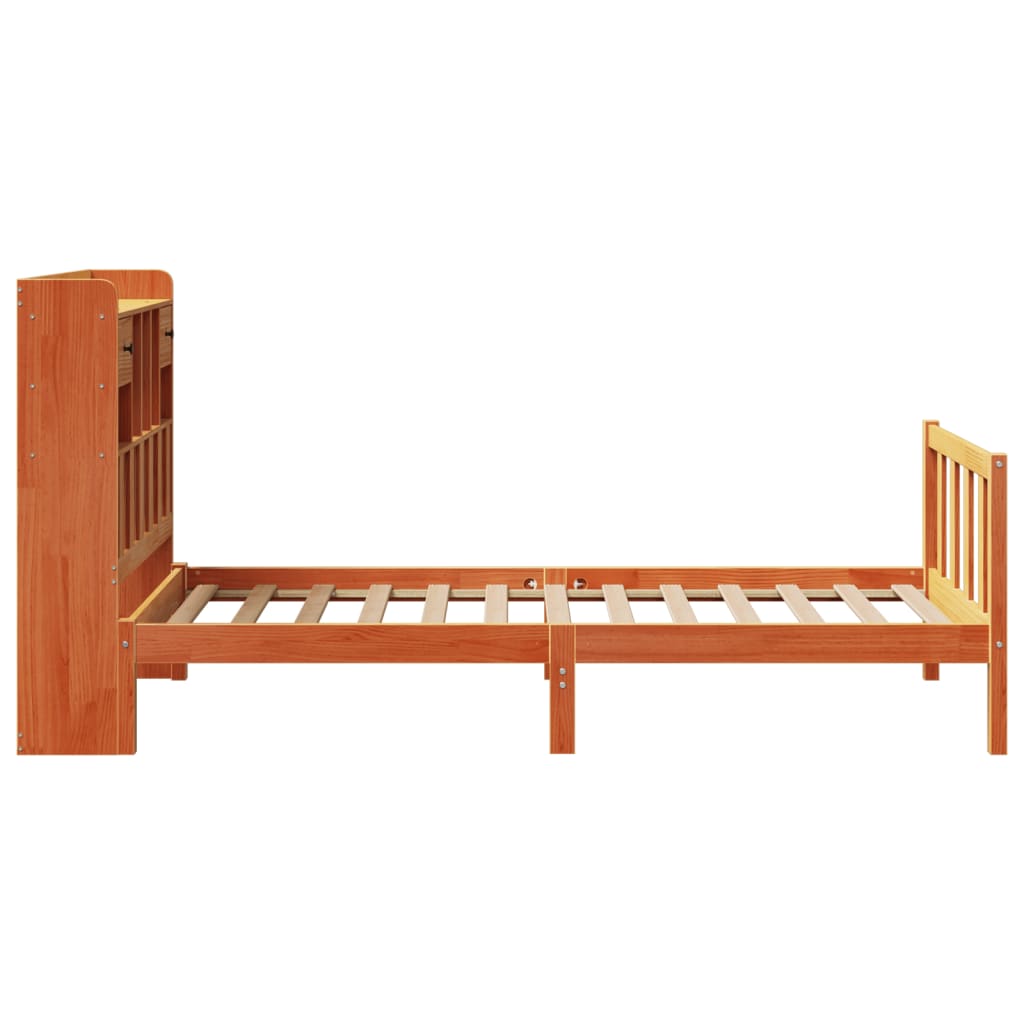 seng med reol uden madras 75x190 cm massivt fyrretræ gyldenbrun