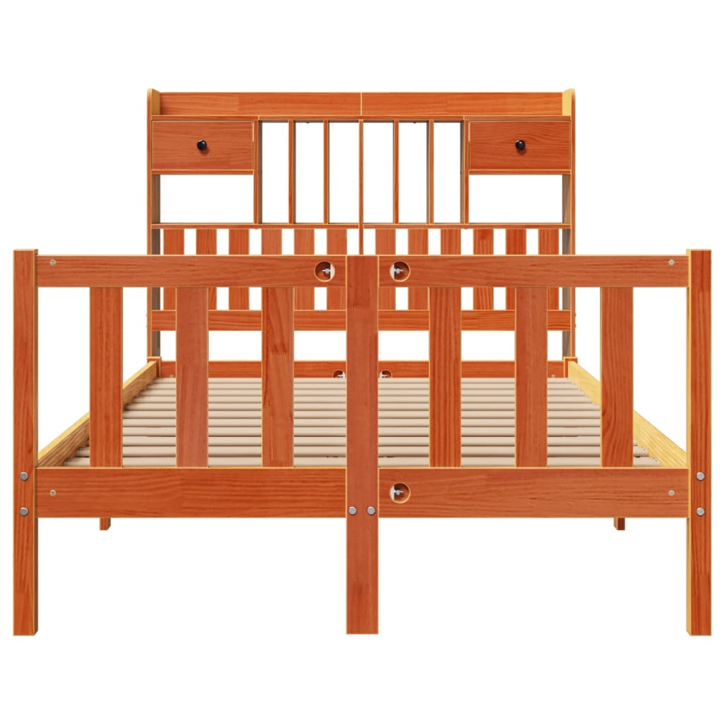 seng med reol uden madras 135x190cm massivt fyrretræ gyldenbrun