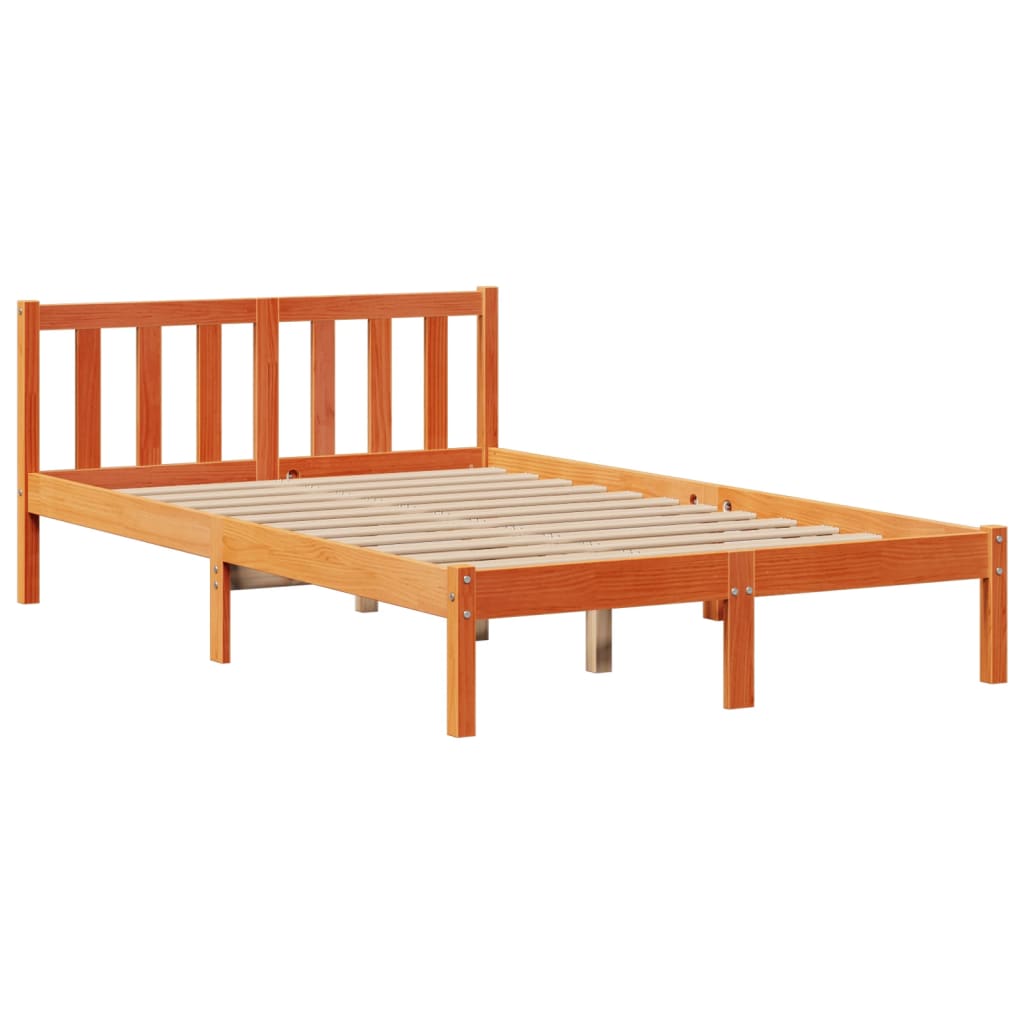 seng med reol uden madras 135x190cm massivt fyrretræ gyldenbrun