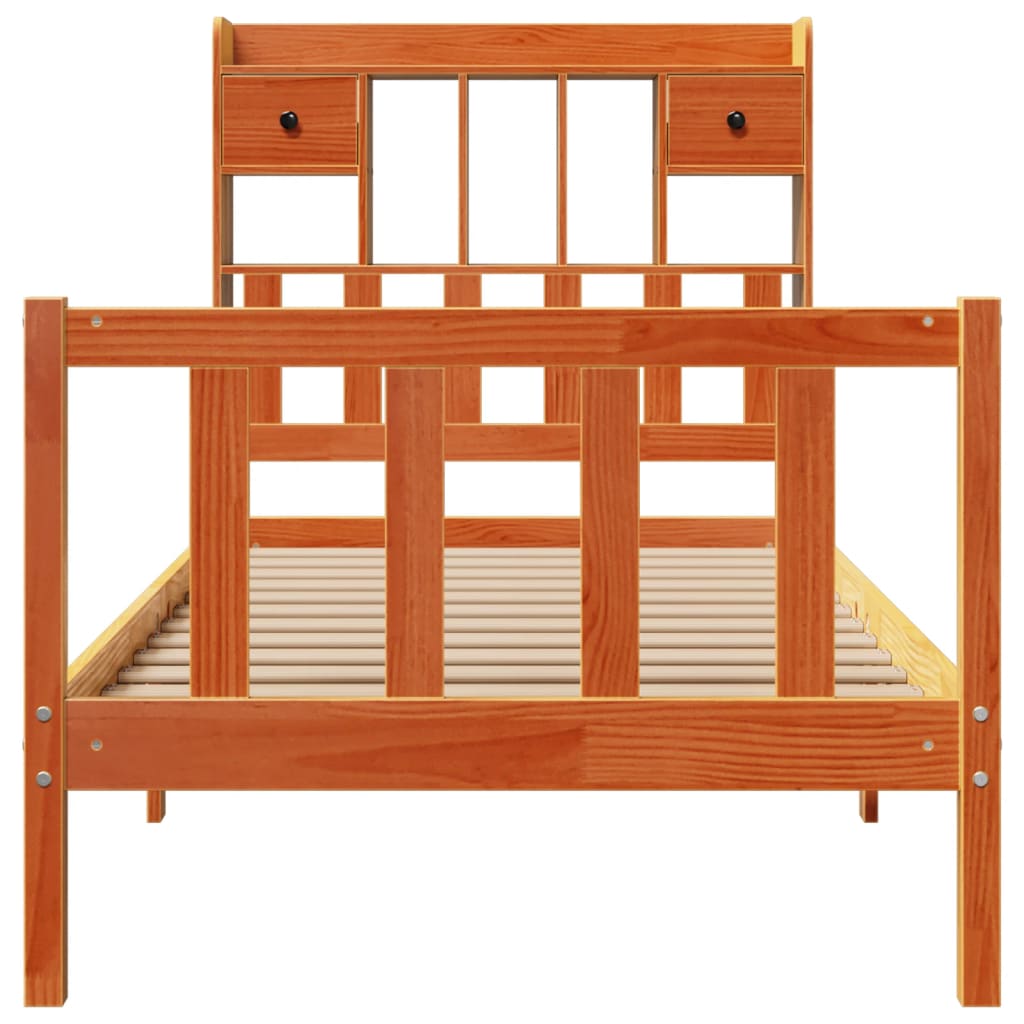 seng med reol uden madras 100x200cm massivt fyrretræ gyldenbrun