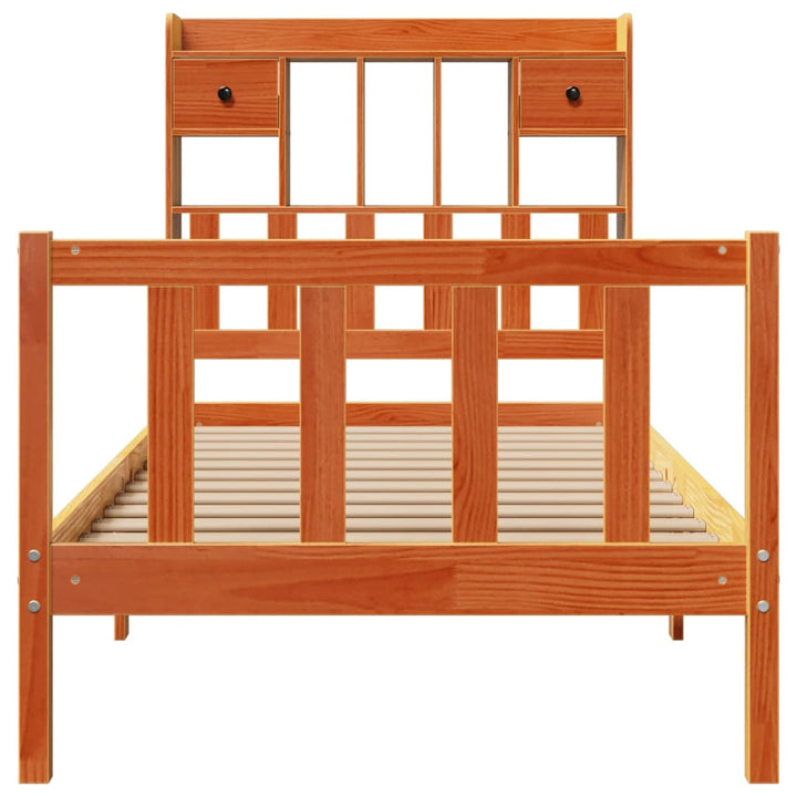 seng med reol uden madras 100x200cm massivt fyrretræ gyldenbrun