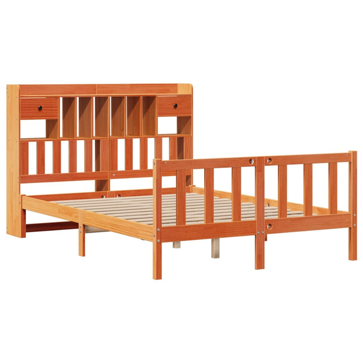 seng med reol uden madras 160x200cm massivt fyrretræ gyldenbrun
