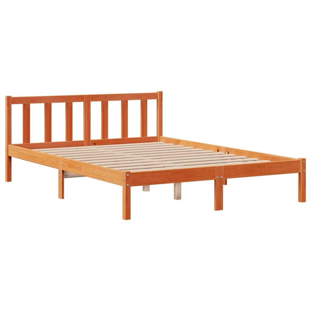 seng med reol uden madras 160x200cm massivt fyrretræ gyldenbrun