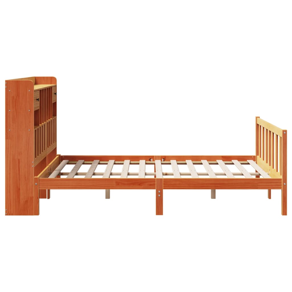 seng med reol uden madras 160x200cm massivt fyrretræ gyldenbrun