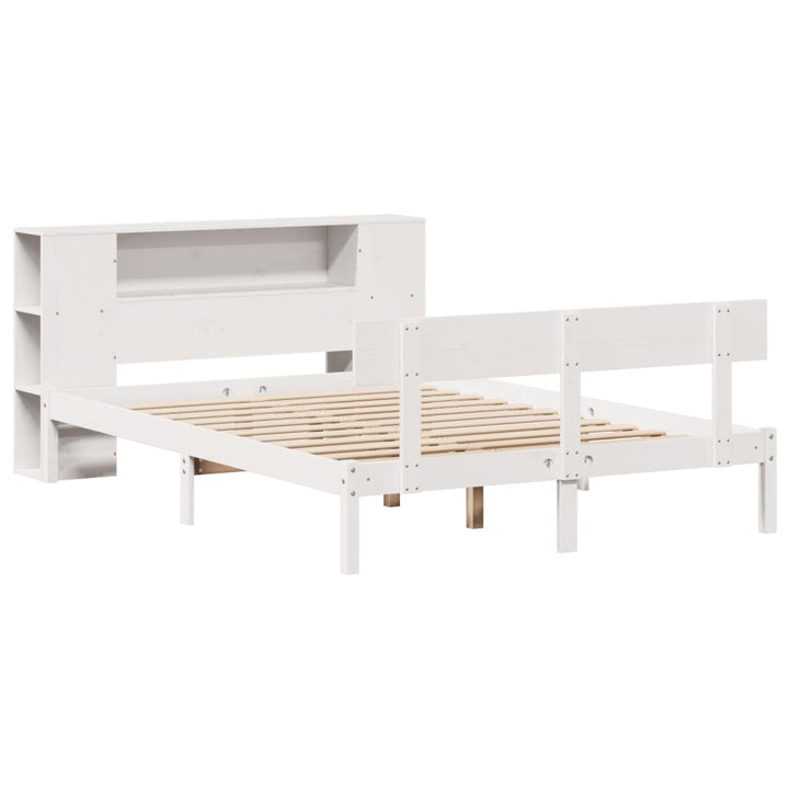 seng med reol uden madras 120x190 cm massivt fyrretræ hvid