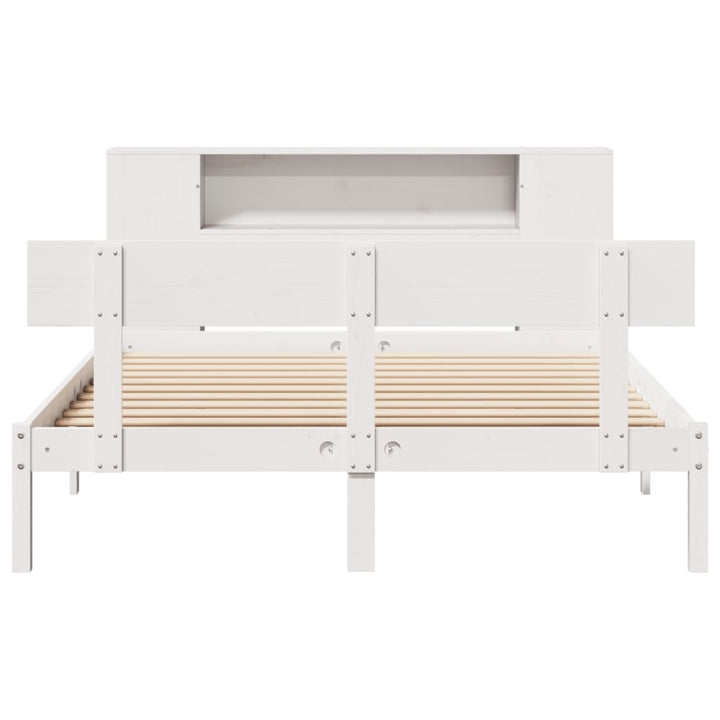 seng med reol uden madras 140x190 cm massivt fyrretræ hvid
