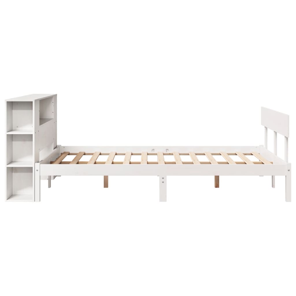 seng med reol uden madras 140x190 cm massivt fyrretræ hvid
