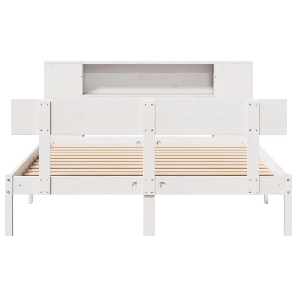 seng med reol uden madras 120x200 cm massivt fyrretræ hvid
