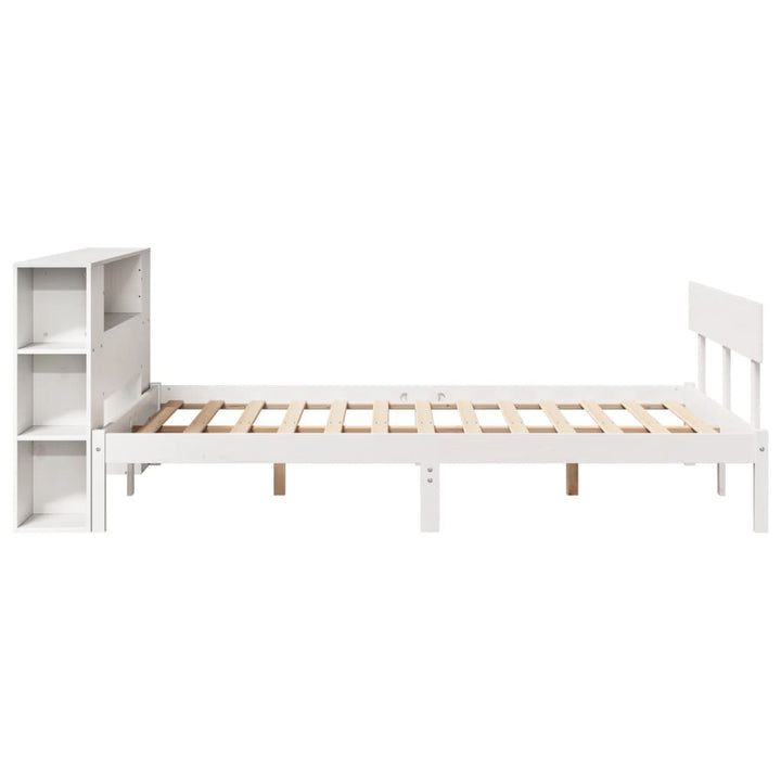 seng med reol uden madras 120x200 cm massivt fyrretræ hvid