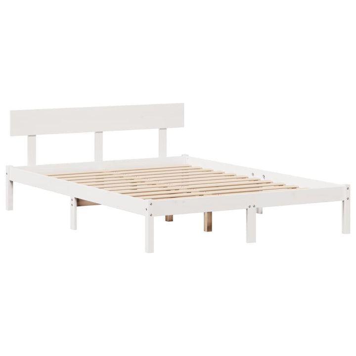seng med reol uden madras 150x200 cm massivt fyrretræ hvid