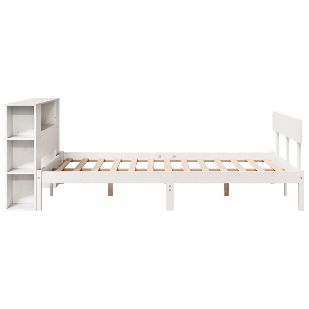 seng med reol uden madras 150x200 cm massivt fyrretræ hvid