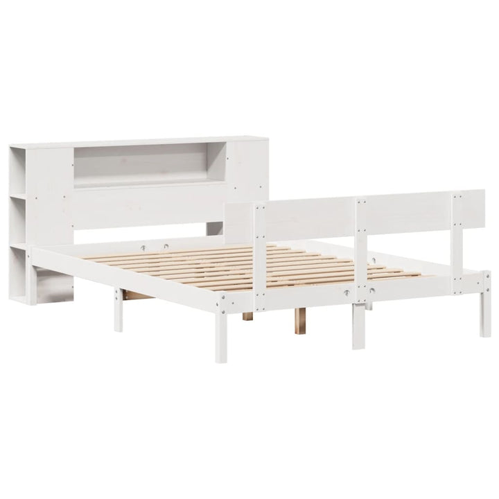 seng med reol uden madras 160x200 cm massivt fyrretræ hvid