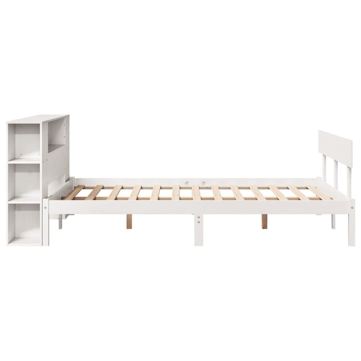 seng med reol uden madras 160x200 cm massivt fyrretræ hvid