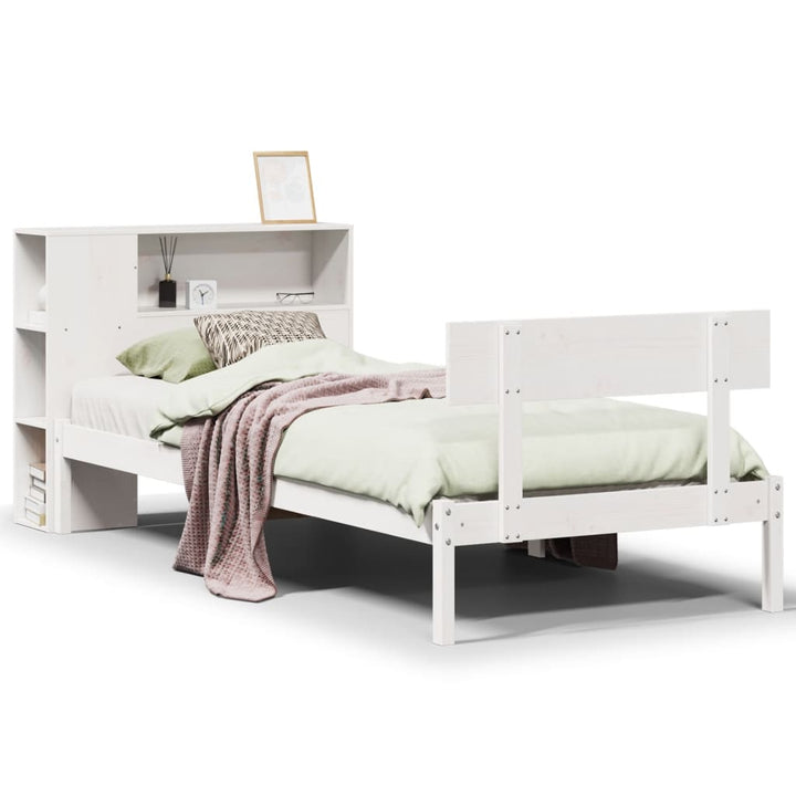 seng med reol uden madras 75x190 cm massivt fyrretræ hvid
