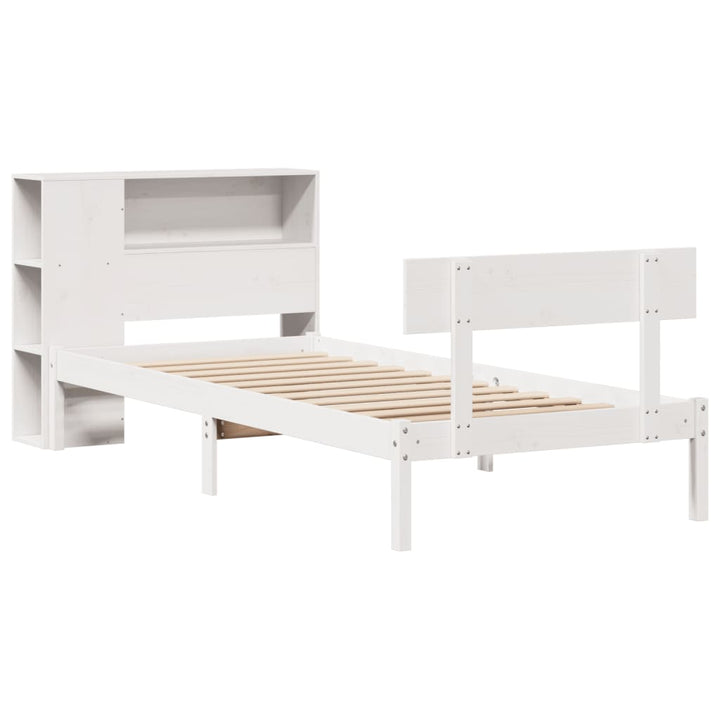 seng med reol uden madras 75x190 cm massivt fyrretræ hvid