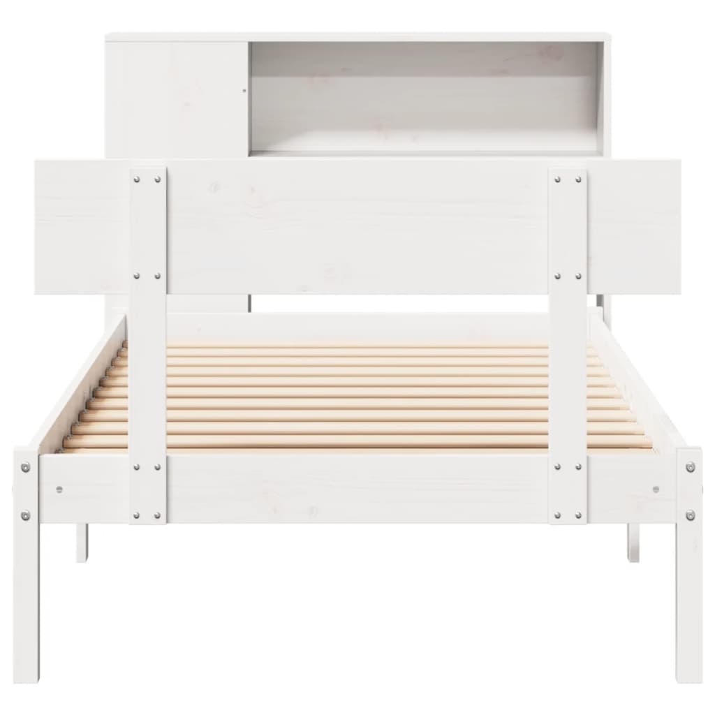 seng med reol uden madras 75x190 cm massivt fyrretræ hvid