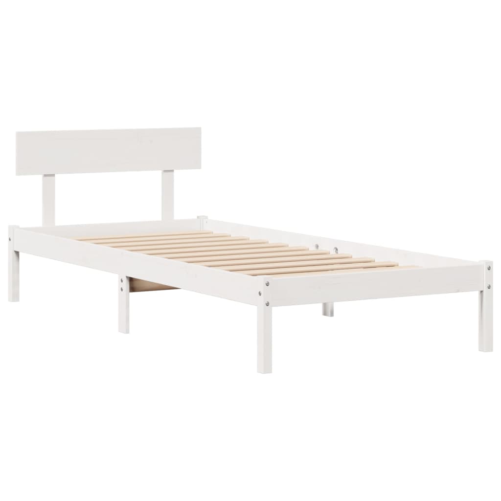 seng med reol uden madras 75x190 cm massivt fyrretræ hvid