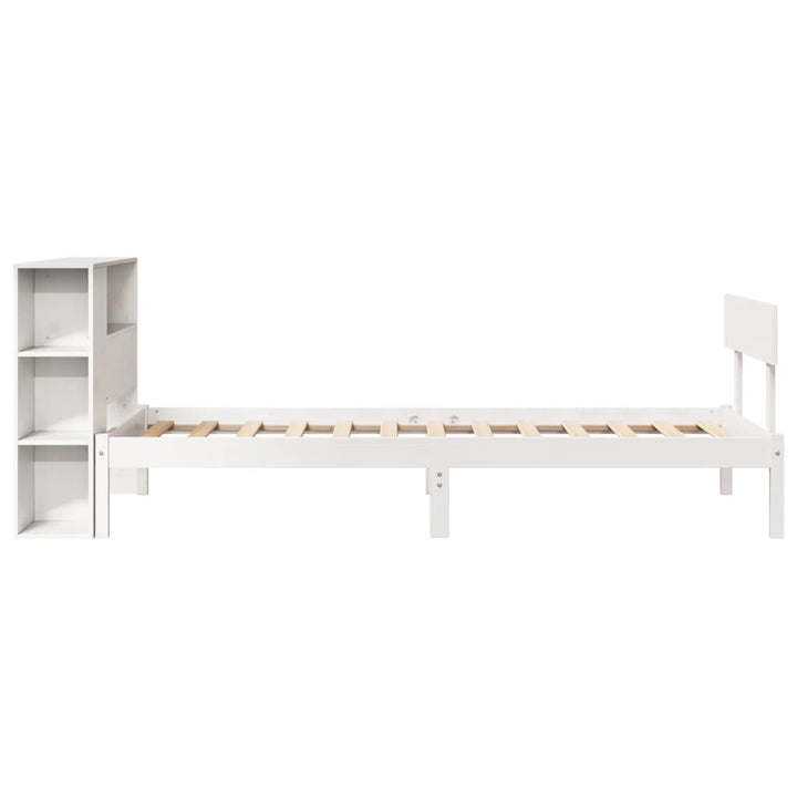 seng med reol uden madras 75x190 cm massivt fyrretræ hvid