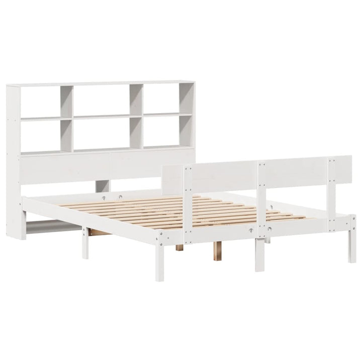 seng med reol uden madras 140x190 cm massivt fyrretræ hvid