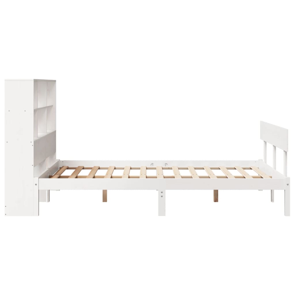 seng med reol uden madras 140x190 cm massivt fyrretræ hvid