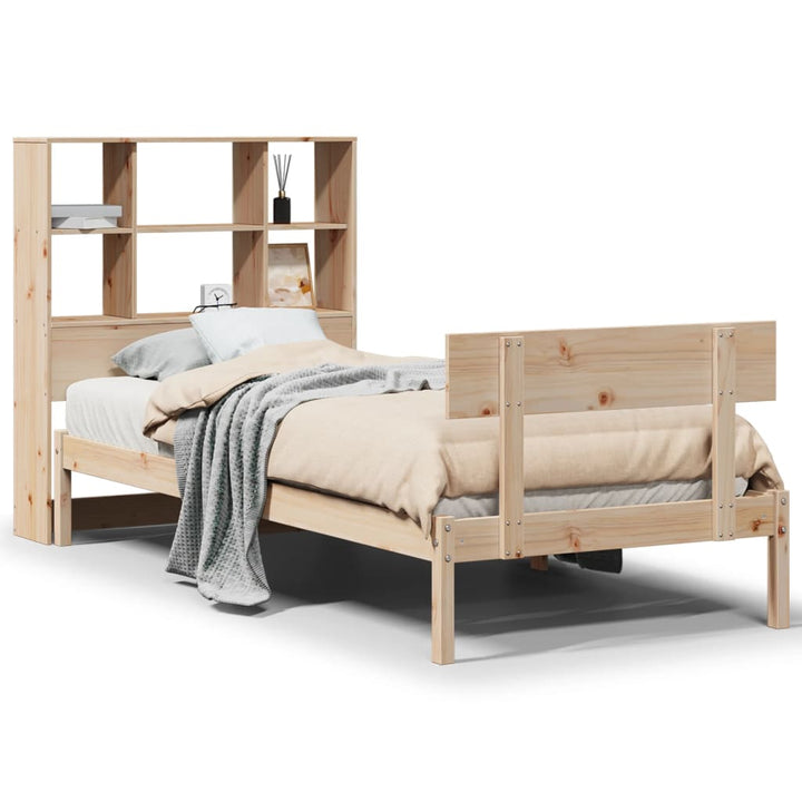 seng med reol uden madras 90x200 cm massivt fyrretræ