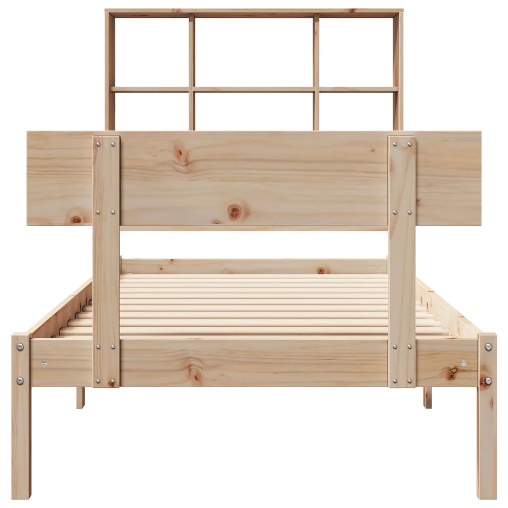 seng med reol uden madras 90x200 cm massivt fyrretræ
