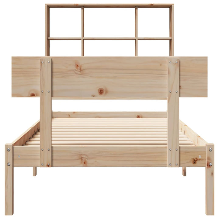 seng med reol uden madras 90x200 cm massivt fyrretræ