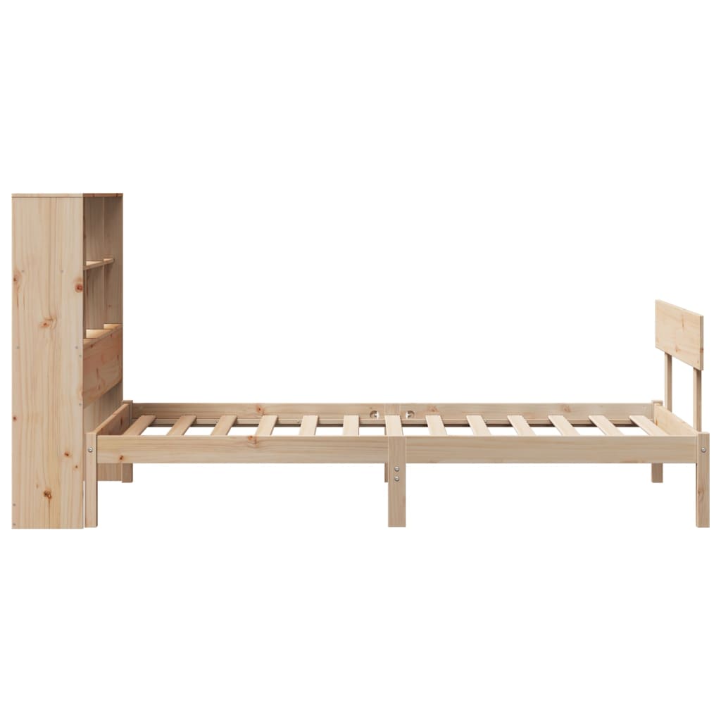 seng med reol uden madras 90x200 cm massivt fyrretræ