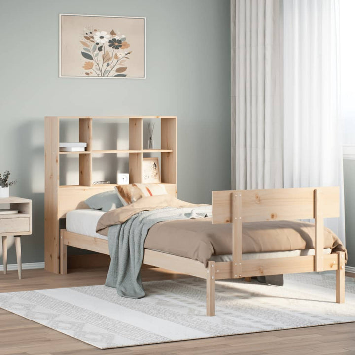 seng med reol uden madras 90x200 cm massivt fyrretræ