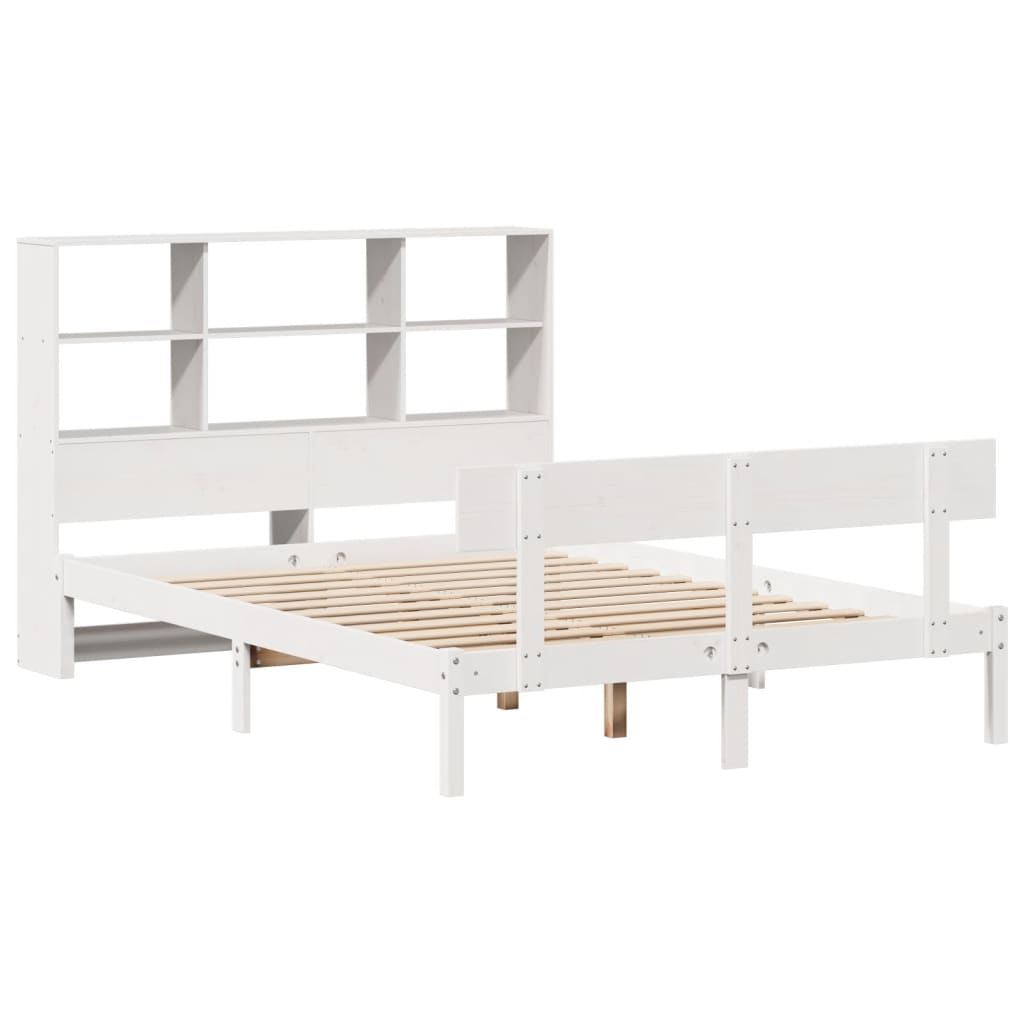 seng med reol uden madras 160x200 cm massivt fyrretræ hvid