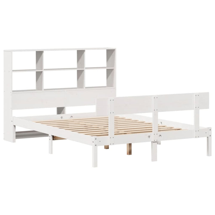 seng med reol uden madras 160x200 cm massivt fyrretræ hvid