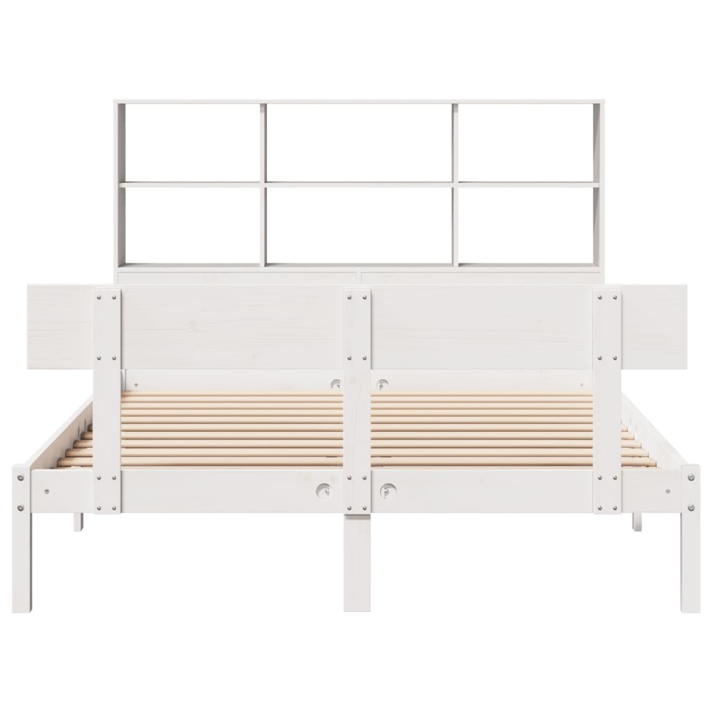 seng med reol uden madras 160x200 cm massivt fyrretræ hvid