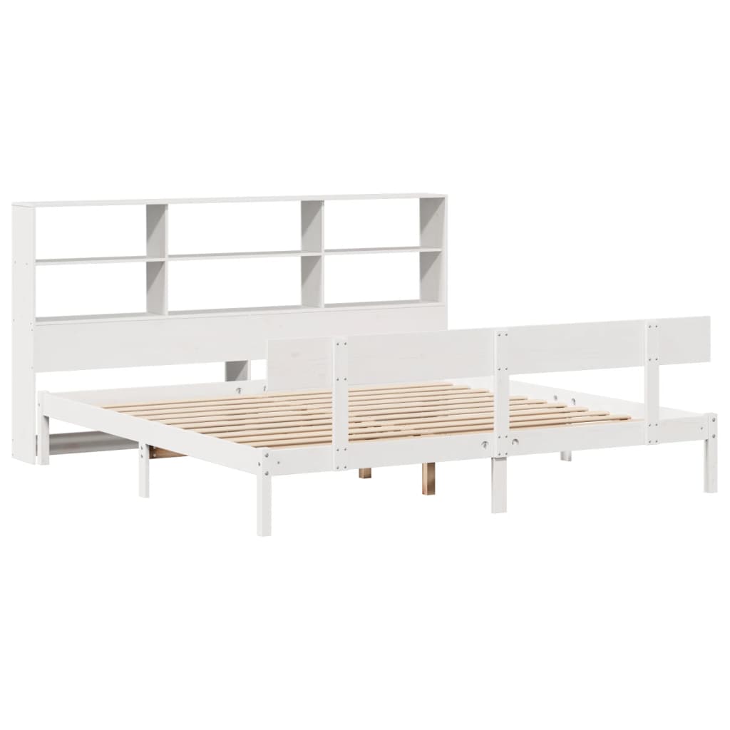 seng med reol uden madras 180x200 cm massivt fyrretræ hvid
