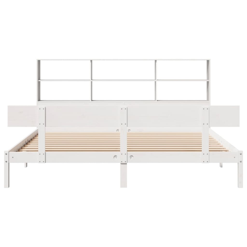 seng med reol uden madras 180x200 cm massivt fyrretræ hvid