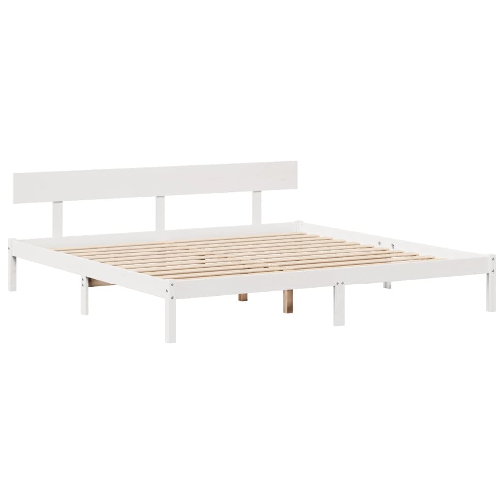 seng med reol uden madras 180x200 cm massivt fyrretræ hvid