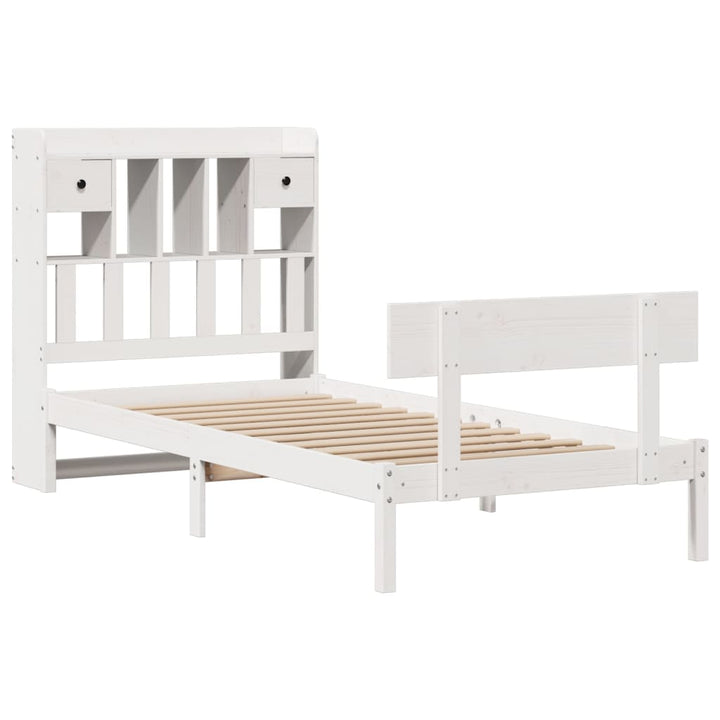 seng med reol uden madras 75x190 cm massivt fyrretræ hvid