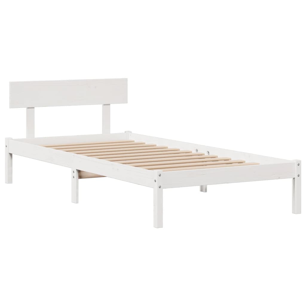 seng med reol uden madras 75x190 cm massivt fyrretræ hvid