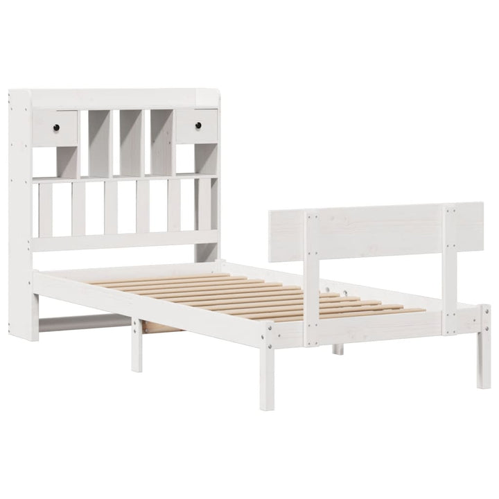seng med reol uden madras 90x190 cm massivt fyrretræ hvid