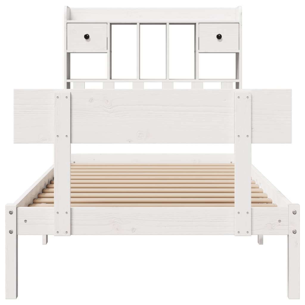 seng med reol uden madras 90x190 cm massivt fyrretræ hvid
