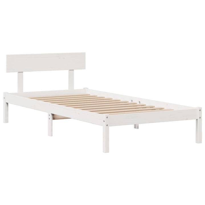 seng med reol uden madras 90x190 cm massivt fyrretræ hvid