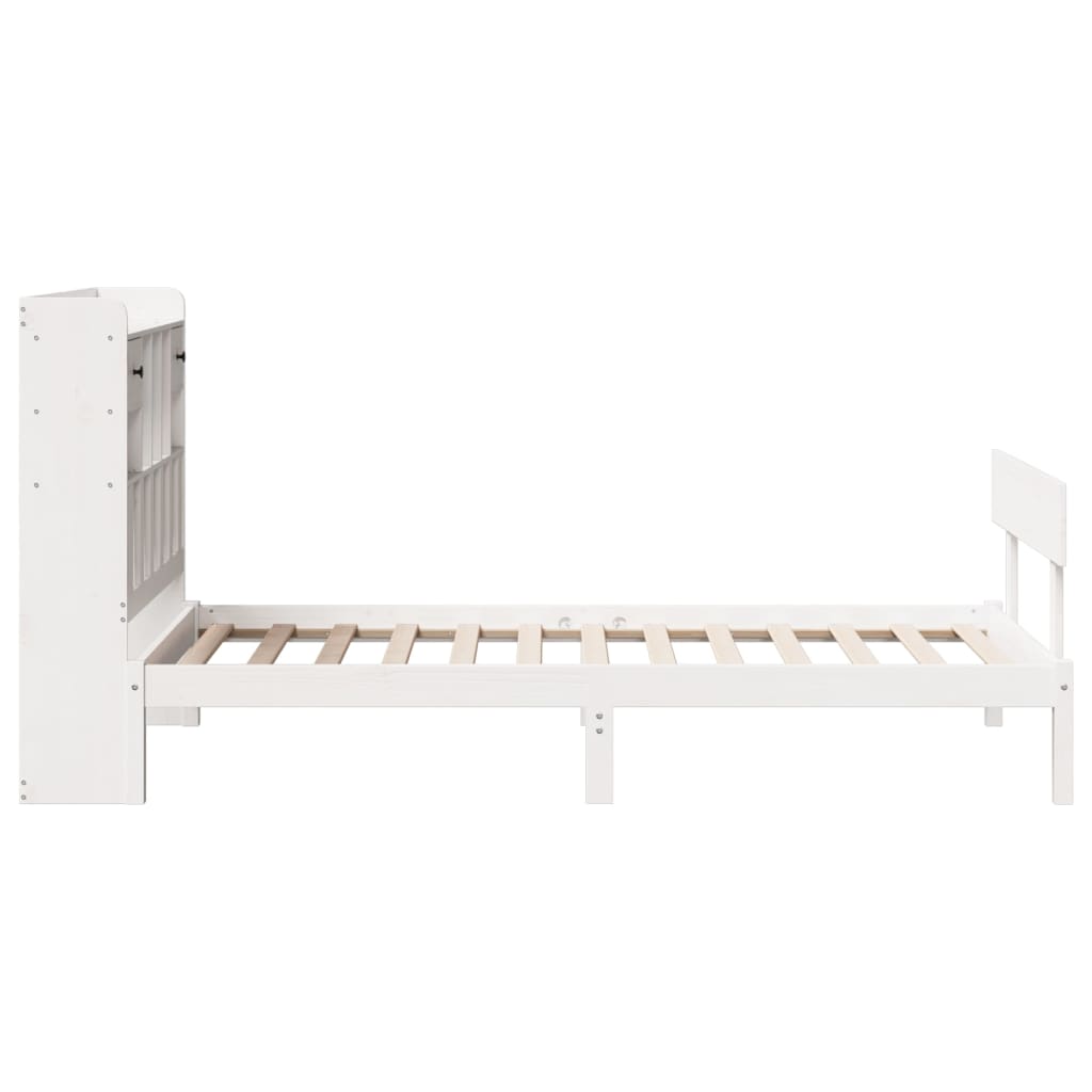 seng med reol uden madras 90x190 cm massivt fyrretræ hvid