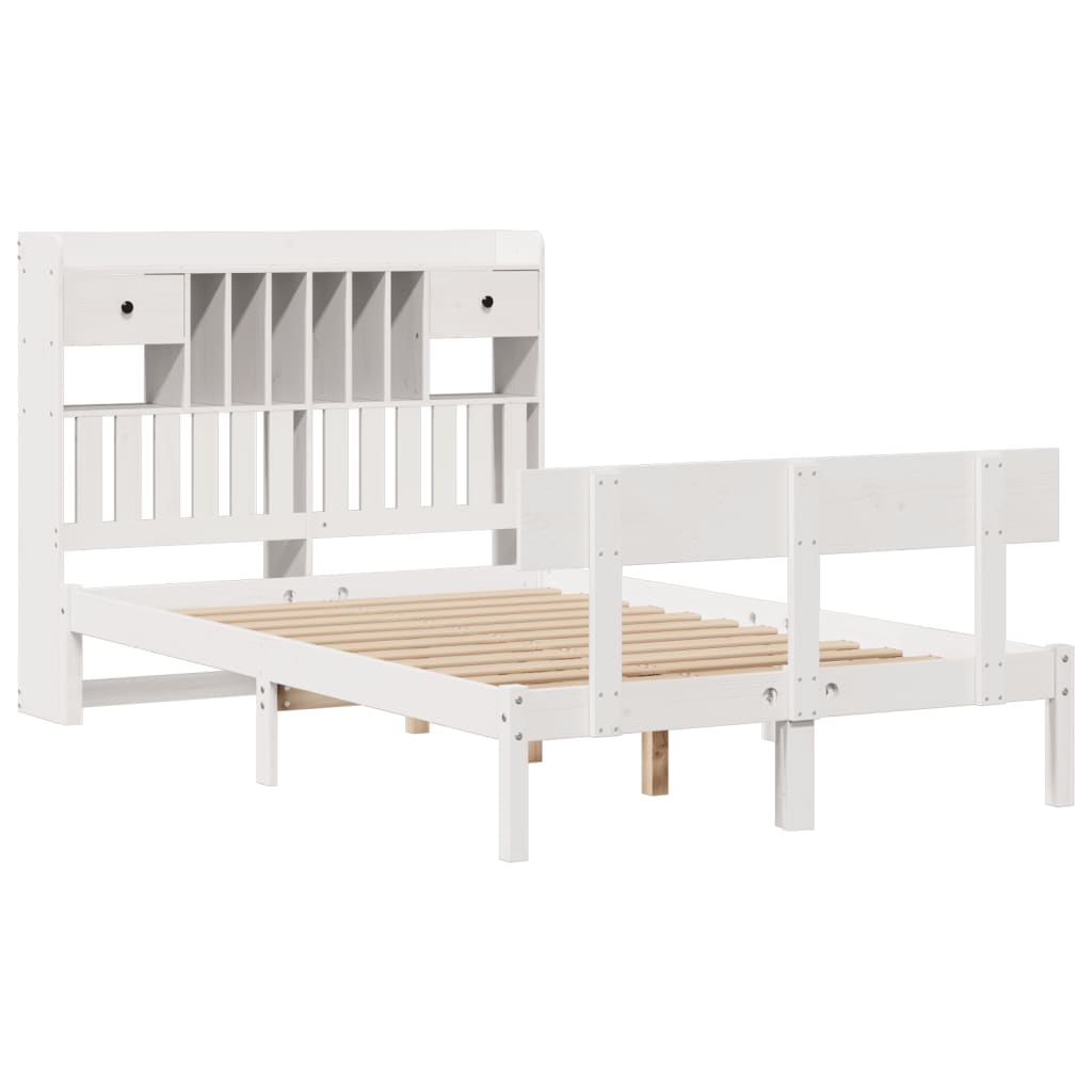 seng med reol uden madras 135x190 cm massivt fyrretræ hvid