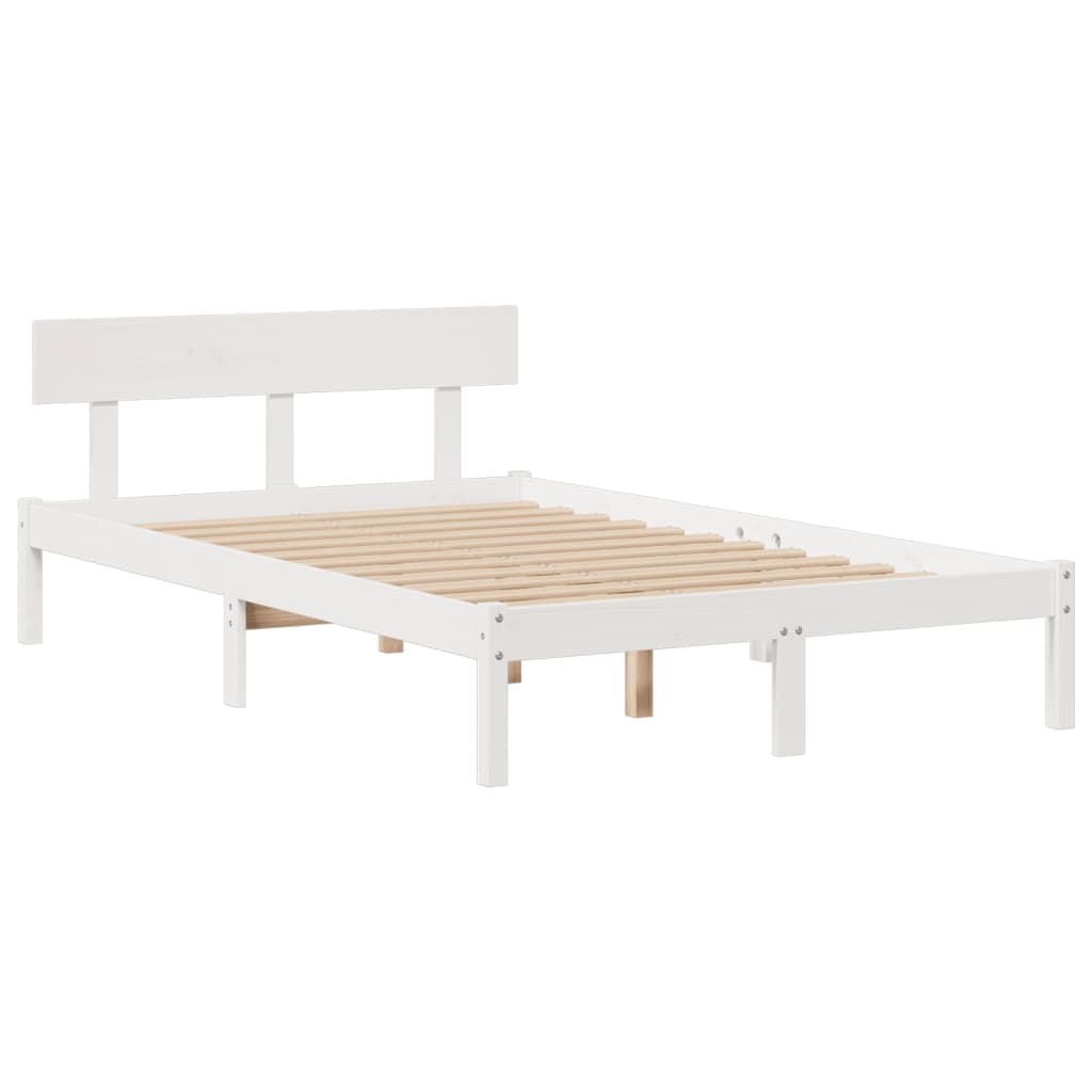 seng med reol uden madras 135x190 cm massivt fyrretræ hvid