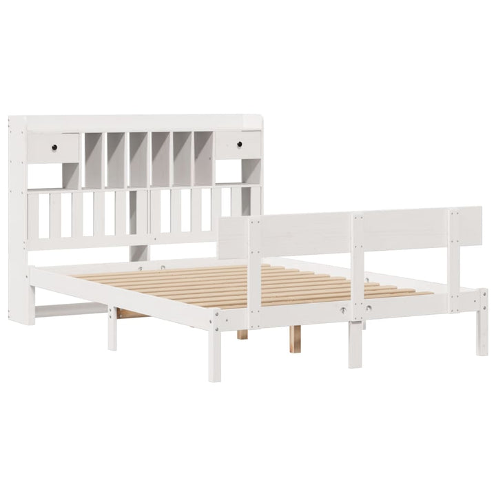 seng med reol uden madras 140x190 cm massivt fyrretræ hvid