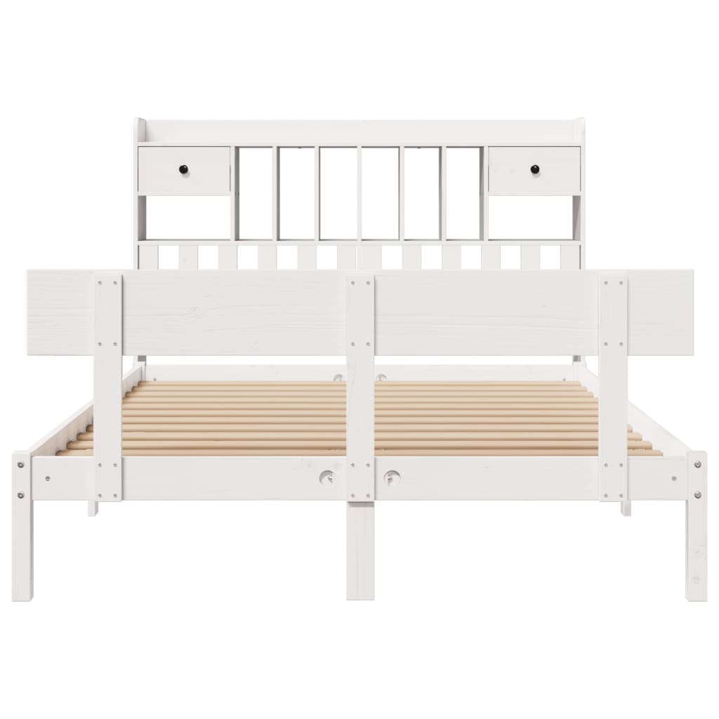 seng med reol uden madras 140x190 cm massivt fyrretræ hvid
