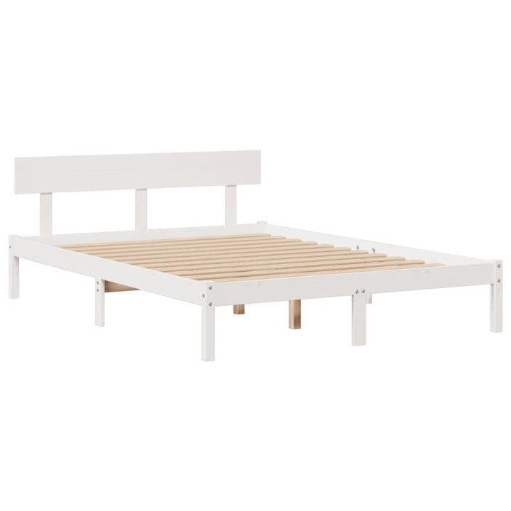 seng med reol uden madras 140x190 cm massivt fyrretræ hvid