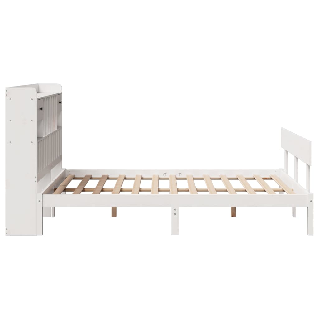 seng med reol uden madras 140x190 cm massivt fyrretræ hvid