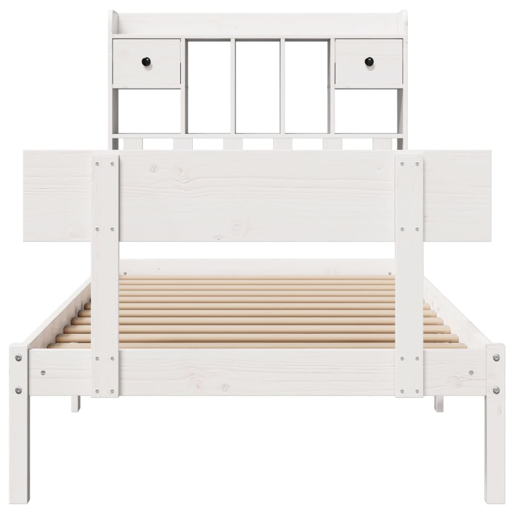 seng med reol uden madras 90x200 cm massivt fyrretræ hvid