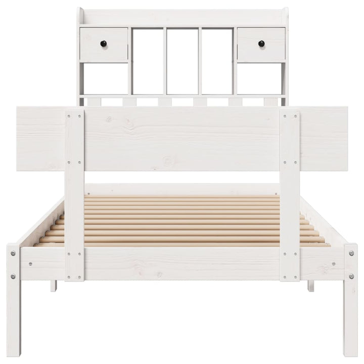 seng med reol uden madras 90x200 cm massivt fyrretræ hvid