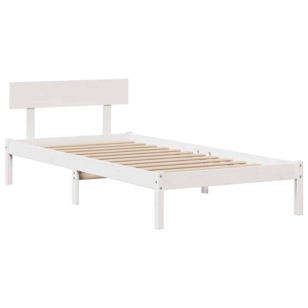 seng med reol uden madras 90x200 cm massivt fyrretræ hvid